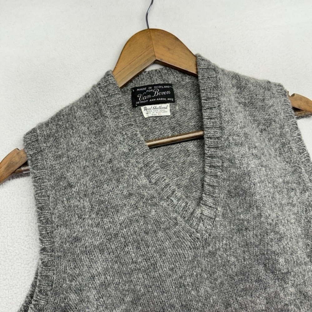 Vintage Van Boven Sweater Vest men's XL Gray Shetland Wool Scotland Deadstock